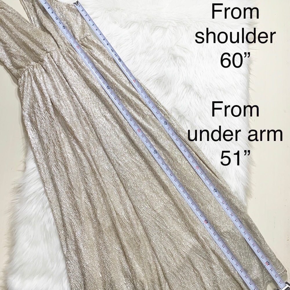 SOLD-Lulu’s Metallic Champagne Maxi Dress - Picture 8 of 8